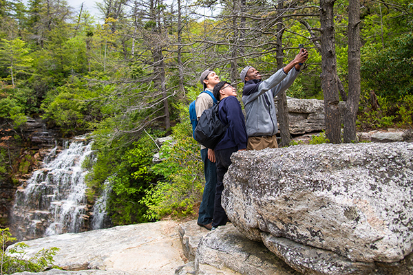 Visitors taking a selfie at Minnewaska State Park